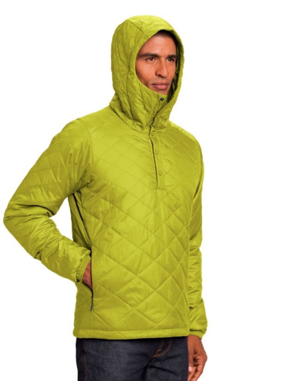 NAU Synfill Pullover Men's Jacket Quilted Hooded Size Large Lightweight